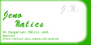 jeno malics business card